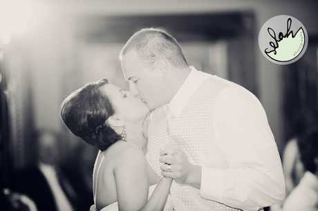 bride and groom kissing