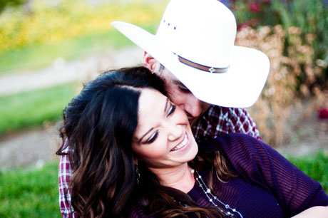 couple laughing in their engagment photos