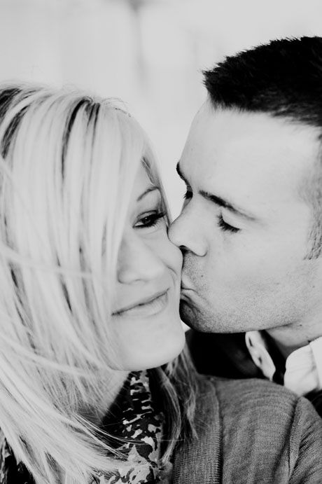 kissing fiance on cheek